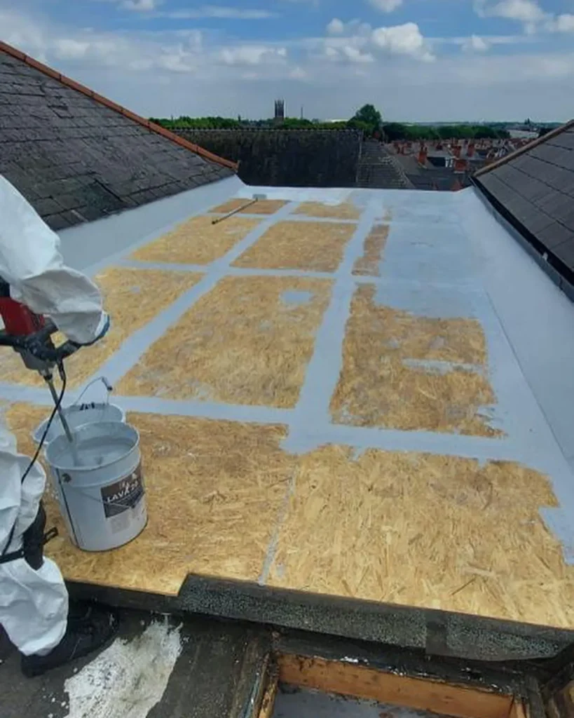 Lava 20 being applied to new OSB roof